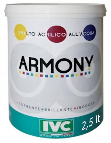 IVC Smalto Armony Acrilico Idrodiluibile Bianco Satinato Per Interni Ed Esterni LT. 2,5