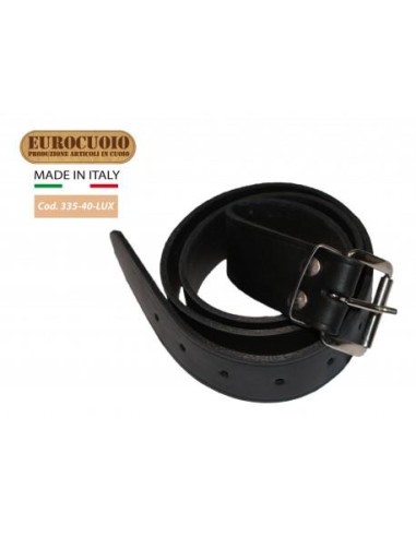 Cintura Con Spessore Alto Eurocuoio In Cuoio 110x4cm Nera 