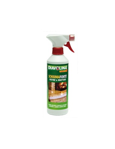 Diavolina detergente spray schiumaforte pietre e mattoni per camini. Formato da 500 ml.